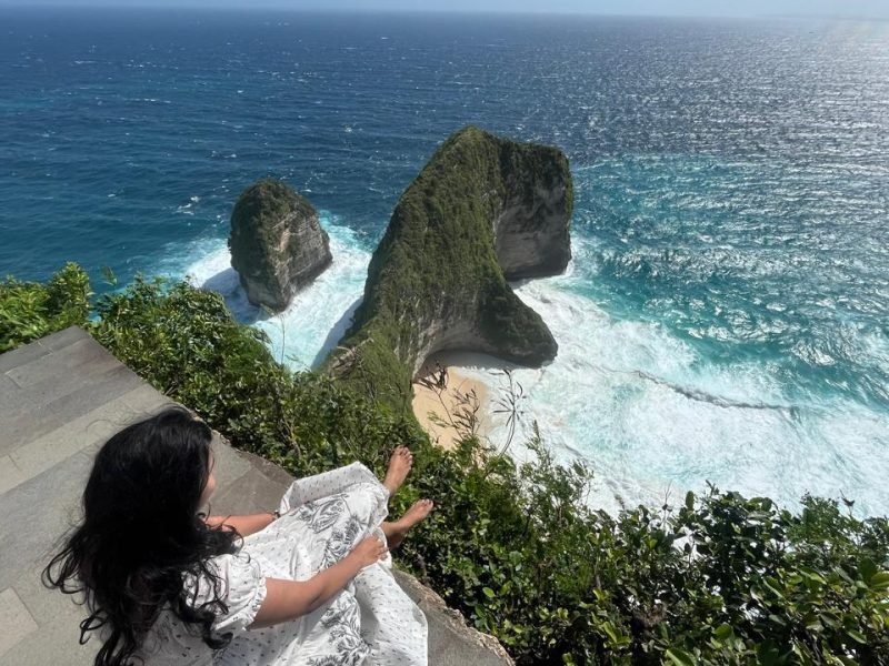 Flight arriving in Bali for a tropical holiday